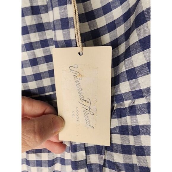 Universal Thread Blue White Check Gingham Tiered 4X Midi Long Skirt Picnic Plaid - Picture 4 of 12